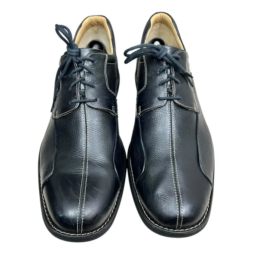Johnston & Murphy Mens Oxford Dress Shoes Black Sheepskin Leather Lace Up Sz 13M